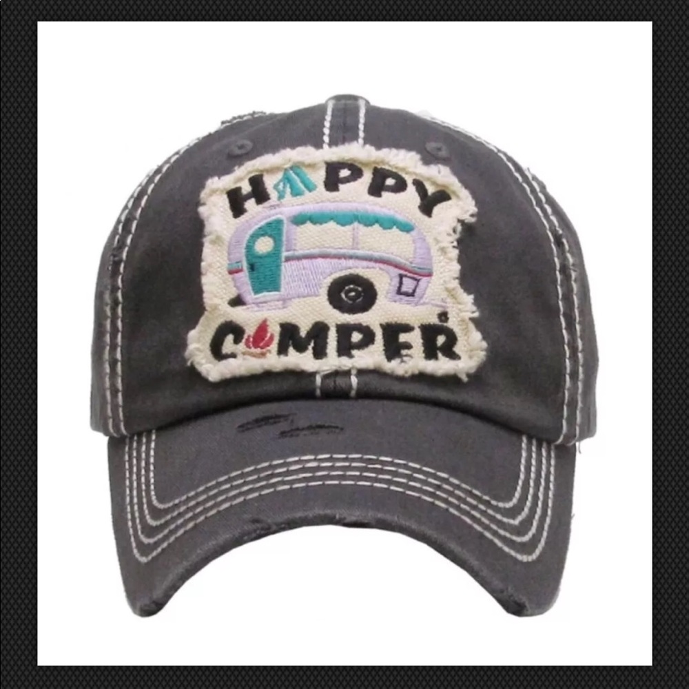Embroidery vintage style baseball Cap Happy Camper